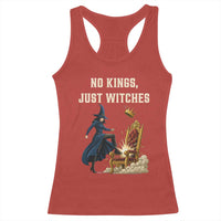 No Kings Just Witches Racerback Tank Top Feminist Witch Kicking Throne Protest - Wonder Print Shop