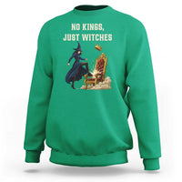 No Kings Just Witches Sweatshirt Feminist Witch Kicking Throne Protest - Wonder Print Shop