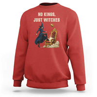 No Kings Just Witches Sweatshirt Feminist Witch Kicking Throne Protest - Wonder Print Shop