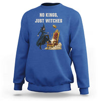 No Kings Just Witches Sweatshirt Feminist Witch Kicking Throne Protest - Wonder Print Shop