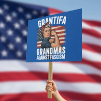 Patriotic Grantifa Protest Sign Grandmas Against Fascism Protest American Flag - Wonder Print Shop