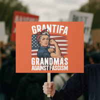 Patriotic Grantifa Protest Sign Grandmas Against Fascism Protest American Flag - Wonder Print Shop