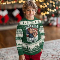 Patriotic Grantifa Ugly Christmas Sweater Grandmas Against Fascism Protest American Flag - Wonder Print Shop