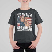 Patriotic Grantifa T Shirt For Kid Grandmas Against Fascism Protest American Flag - Wonder Print Shop