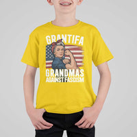 Patriotic Grantifa T Shirt For Kid Grandmas Against Fascism Protest American Flag - Wonder Print Shop