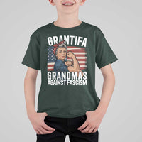 Patriotic Grantifa T Shirt For Kid Grandmas Against Fascism Protest American Flag - Wonder Print Shop