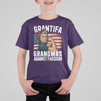 Patriotic Grantifa T Shirt For Kid Grandmas Against Fascism Protest American Flag - Wonder Print Shop