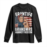 Patriotic Grantifa Long Sleeve Shirt Grandmas Against Fascism Protest American Flag - Wonder Print Shop