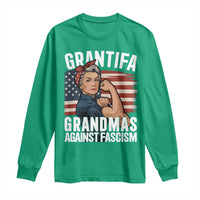 Patriotic Grantifa Long Sleeve Shirt Grandmas Against Fascism Protest American Flag - Wonder Print Shop