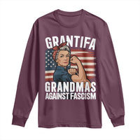 Patriotic Grantifa Long Sleeve Shirt Grandmas Against Fascism Protest American Flag - Wonder Print Shop