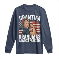 Patriotic Grantifa Long Sleeve Shirt Grandmas Against Fascism Protest American Flag - Wonder Print Shop