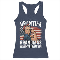 Patriotic Grantifa Racerback Tank Top Grandmas Against Fascism Protest American Flag - Wonder Print Shop
