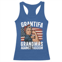 Patriotic Grantifa Racerback Tank Top Grandmas Against Fascism Protest American Flag - Wonder Print Shop