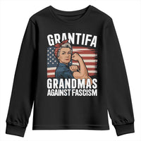 Patriotic Grantifa Youth Sweatshirt Grandmas Against Fascism Protest American Flag - Wonder Print Shop