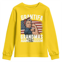 Patriotic Grantifa Youth Sweatshirt Grandmas Against Fascism Protest American Flag - Wonder Print Shop