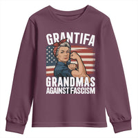 Patriotic Grantifa Youth Sweatshirt Grandmas Against Fascism Protest American Flag - Wonder Print Shop