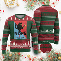 Nope Since 1776 Sarcastic Black Cat Ugly Christmas Sweater Funny No Kings In America Patriotic Protest - Wonder Print Shop