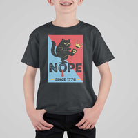 Nope Since 1776 Sarcastic Black Cat T Shirt For Kid Funny No Kings In America Patriotic Protest - Wonder Print Shop