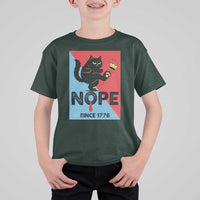 Nope Since 1776 Sarcastic Black Cat T Shirt For Kid Funny No Kings In America Patriotic Protest - Wonder Print Shop