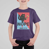 Nope Since 1776 Sarcastic Black Cat T Shirt For Kid Funny No Kings In America Patriotic Protest - Wonder Print Shop