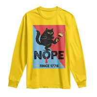 Nope Since 1776 Sarcastic Black Cat Long Sleeve Shirt Funny No Kings In America Patriotic Protest - Wonder Print Shop
