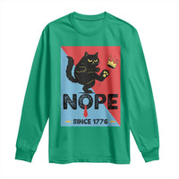 Nope Since 1776 Sarcastic Black Cat Long Sleeve Shirt Funny No Kings In America Patriotic Protest - Wonder Print Shop