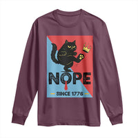 Nope Since 1776 Sarcastic Black Cat Long Sleeve Shirt Funny No Kings In America Patriotic Protest - Wonder Print Shop