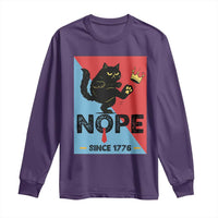 Nope Since 1776 Sarcastic Black Cat Long Sleeve Shirt Funny No Kings In America Patriotic Protest - Wonder Print Shop