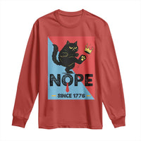 Nope Since 1776 Sarcastic Black Cat Long Sleeve Shirt Funny No Kings In America Patriotic Protest - Wonder Print Shop