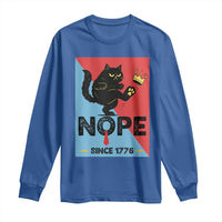 Nope Since 1776 Sarcastic Black Cat Long Sleeve Shirt Funny No Kings In America Patriotic Protest - Wonder Print Shop