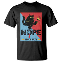 Nope Since 1776 Sarcastic Black Cat T Shirt Funny No Kings In America Patriotic Protest - Wonder Print Shop