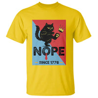 Nope Since 1776 Sarcastic Black Cat T Shirt Funny No Kings In America Patriotic Protest - Wonder Print Shop