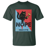 Nope Since 1776 Sarcastic Black Cat T Shirt Funny No Kings In America Patriotic Protest - Wonder Print Shop