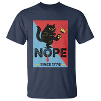 Nope Since 1776 Sarcastic Black Cat T Shirt Funny No Kings In America Patriotic Protest - Wonder Print Shop