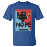 Nope Since 1776 Sarcastic Black Cat T Shirt Funny No Kings In America Patriotic Protest - Wonder Print Shop