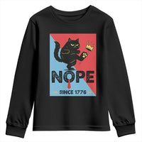Nope Since 1776 Sarcastic Black Cat Youth Sweatshirt Funny No Kings In America Patriotic Protest - Wonder Print Shop