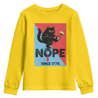 Nope Since 1776 Sarcastic Black Cat Youth Sweatshirt Funny No Kings In America Patriotic Protest - Wonder Print Shop