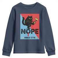 Nope Since 1776 Sarcastic Black Cat Youth Sweatshirt Funny No Kings In America Patriotic Protest - Wonder Print Shop