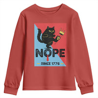 Nope Since 1776 Sarcastic Black Cat Youth Sweatshirt Funny No Kings In America Patriotic Protest - Wonder Print Shop