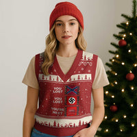 Resist Political Protest V-Neck Knit Sweater Vest History Anti Hate Extremism Authoritarianism - Wonder Print Shop