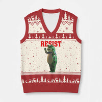 Funny Inflatable Portland Frog Resist V-Neck Knit Sweater Vest Freedom Protest - Wonder Print Shop