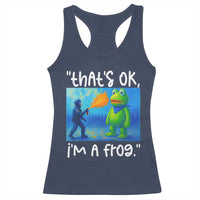 Funny Portland Frog Protest Racerback Tank Top Thats OK Im A Frog Pepper Spray - Wonder Print Shop