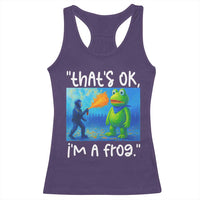Funny Portland Frog Protest Racerback Tank Top Thats OK Im A Frog Pepper Spray - Wonder Print Shop