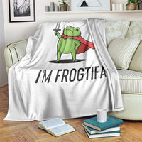 Funny Huzzah Frog Throw Blanket Im Frogtifa Knight Resist Protest - Wonder Print Shop