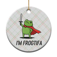 Funny Huzzah Frog Ceramic Ornament Im Frogtifa Knight Resist Protest - Wonder Print Shop