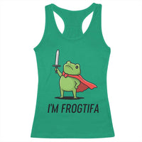 Funny Huzzah Frog Racerback Tank Top Im Frogtifa Knight Resist Protest - Wonder Print Shop