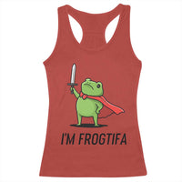 Funny Huzzah Frog Racerback Tank Top Im Frogtifa Knight Resist Protest - Wonder Print Shop