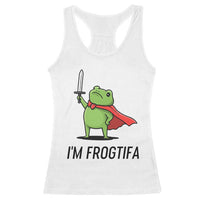 Funny Huzzah Frog Racerback Tank Top Im Frogtifa Knight Resist Protest - Wonder Print Shop