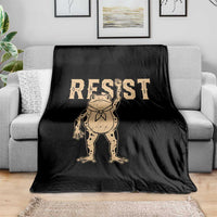 Frog Resist Throw Blanket Raised Fist Protest Fighter Retro Graphic - Wonder Print Shop