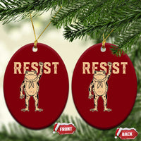 Frog Resist Ceramic Ornament Raised Fist Protest Fighter Retro Graphic - Wonder Print Shop